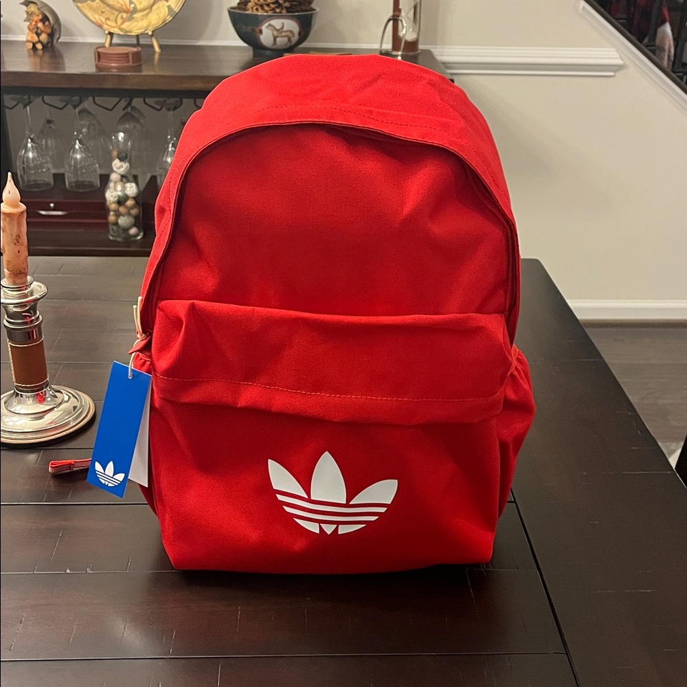 Adidas Trefoil Adicolor Backpack Book Bag Red New Mens